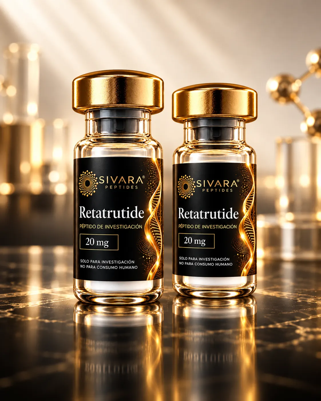 Dos frascos de Retatrutide SIVARA 20 mg