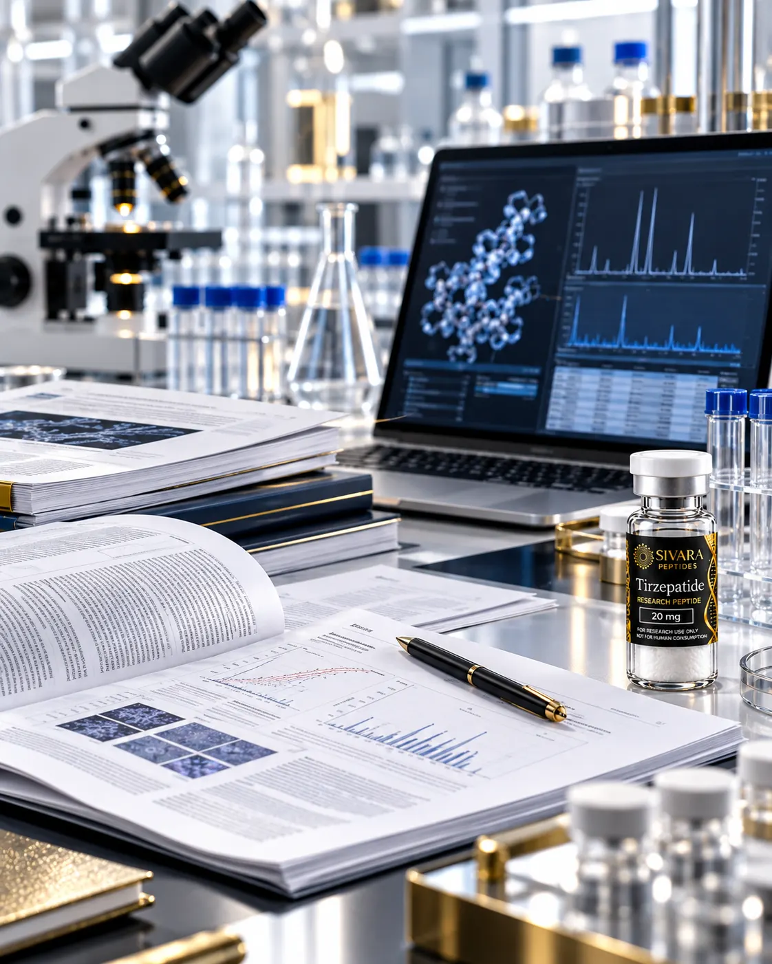 Biblioteca de investigación científica con publicaciones y documentación sobre péptidos y metabolismo